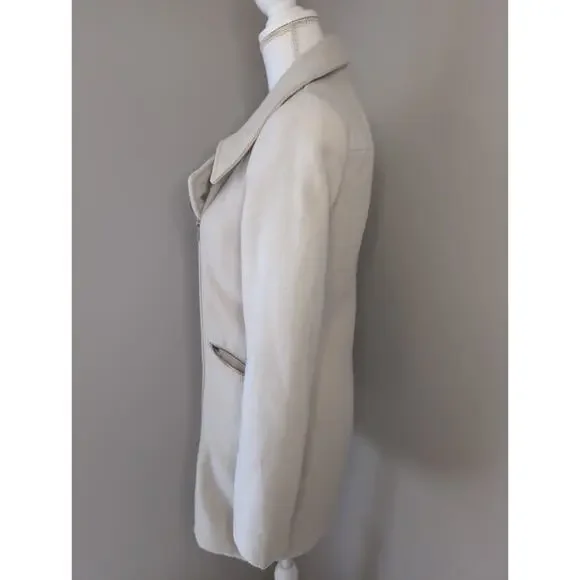 Farm Rio Brazil rare exclusive minimalist chic ivory cream zipper coat S - Picture 2 of 11